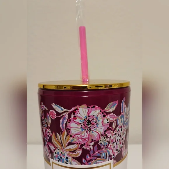 NWT Lilly Pulitzer Floral Tumbler With Straw - Picture 8 of 12